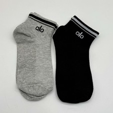 Yoga 2-Pack Socks Unisex Half-Crew Throwback Black - Grey NWT