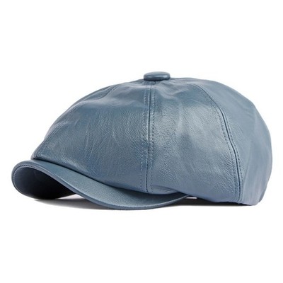 Blue Peaky Blinders Hat Newsboy Flat Cap, Leather Gatsby Baker Boy Driver Cap