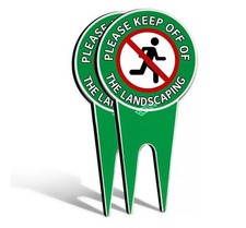 Yard Signs - Please Keep Off Landscaping - Metal Reflective Signs - 6 x 12 In...
