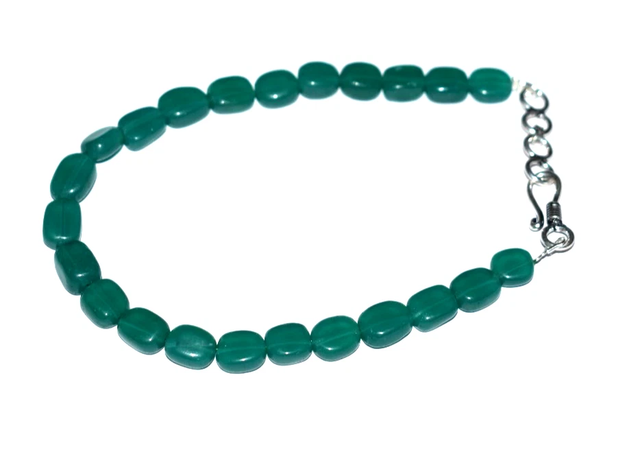 925 Plata de Ley 12.7cm Cuerda Pulsera Verde Onix Piedra Liso Ovalado Cuentas - Imagen 4 de 4