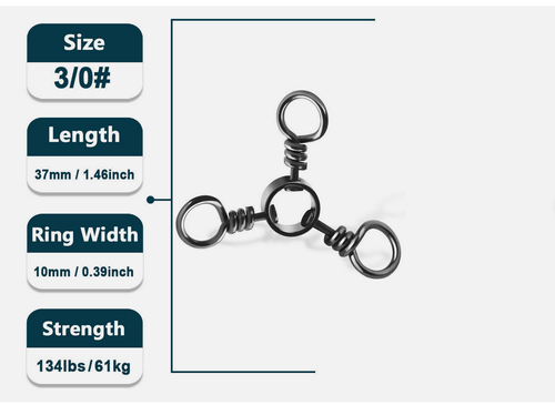3 Way Swivel Fishing Tackle Saltwater Stainless Steel Fishing Lures Connector - Picture 35 of 37