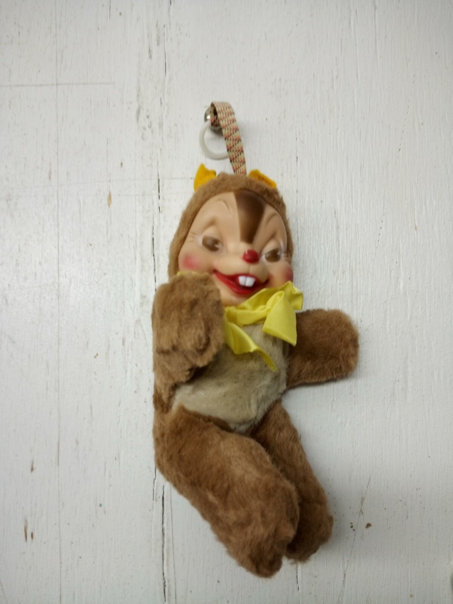 Vintage Rubber Face Plush Squirrel with Original Elastic