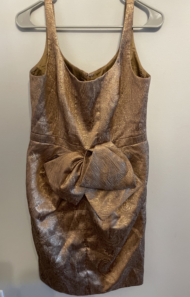 carmen marc valvo gold dress Womens Bow Strapped Size 10 halterneck
