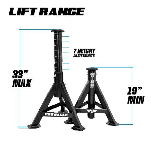 Pro Eagle Pair Of 33in Lightweight Adjustable Height Jack Stands JST32 - Picture 3 of 8
