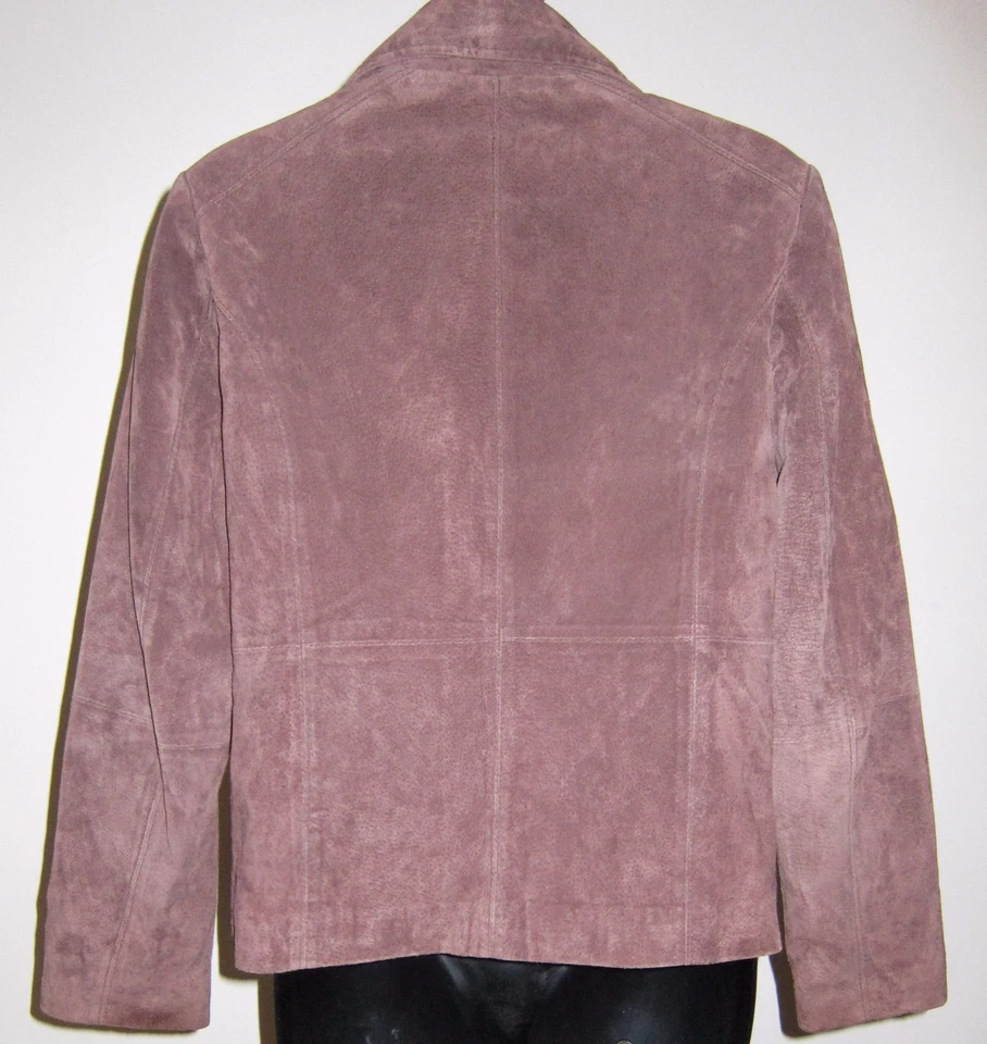 Chaqueta de gamuza ajustada marrón suave talla M abrigo de cuero Petite Relativity con cremallera frontal Foto 3 de 4