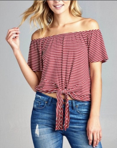 White Striped Knot Tie Short Sleeve 