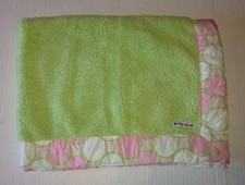 BABY STAR GREEN SHERPA pink white green dots circles BLANKET D1