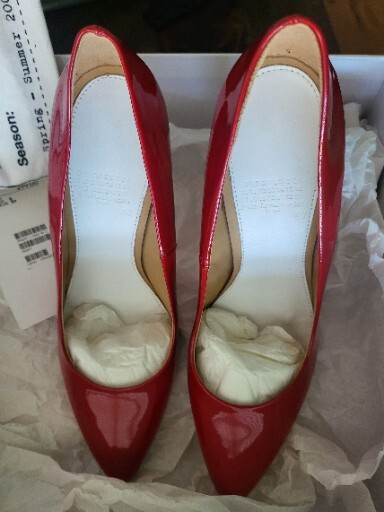 MAISON MARTIN MARGIELA H&M PLEXI LUCITE CLEAR WEDGE RED PATENT