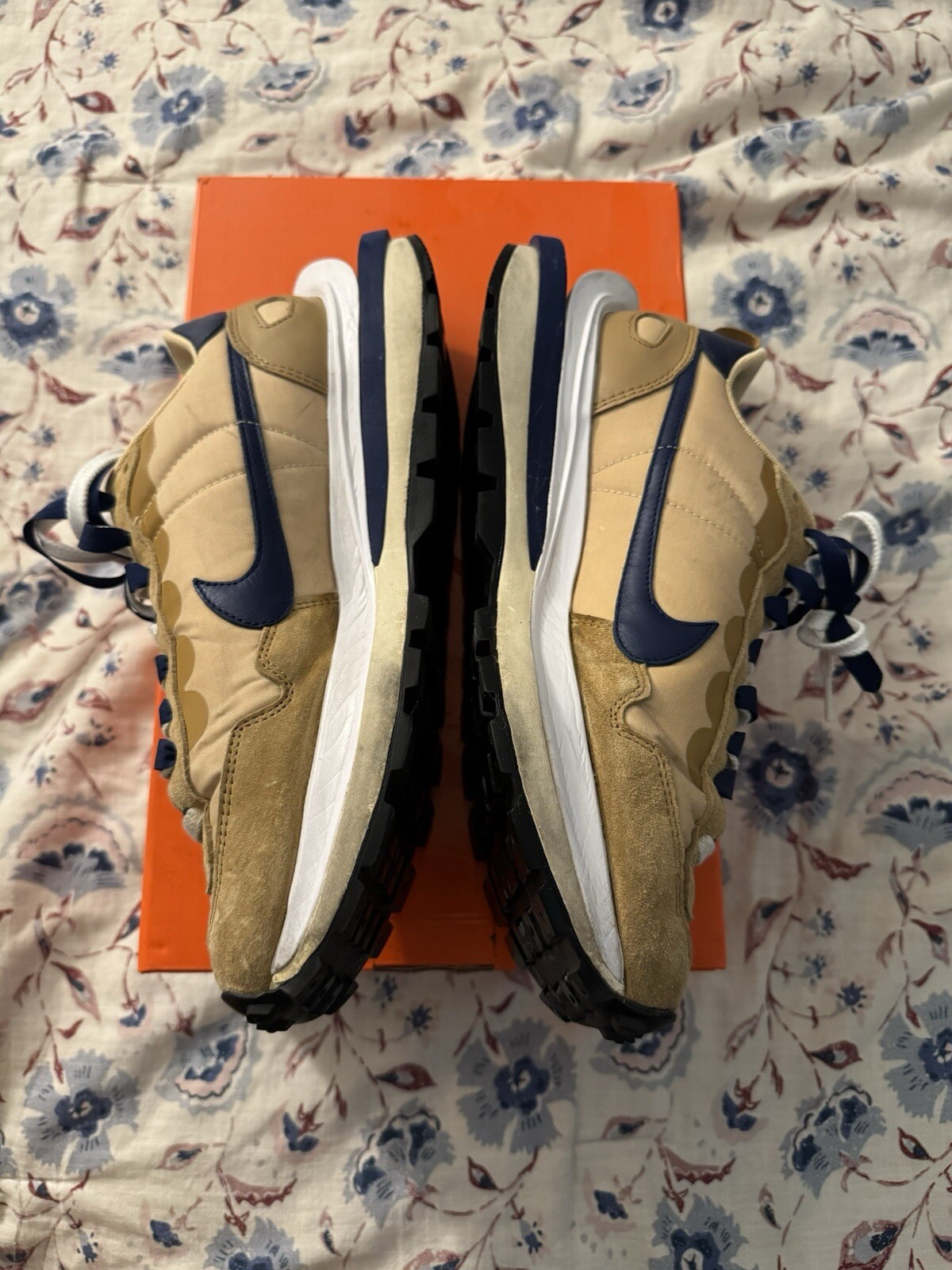 SACAI X NIKE NIKE VaporWaffle x SACAI Tan Navy White Sesame DD1875 200 Uomo US Taglia 10 EU44