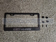 Mugen Carbon Fiber Printed Pattern Black Aluminum License Plate Frame
