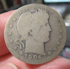 1904-O Liberty Barber Quarter Coin ~ Better Date ~ Low Mint