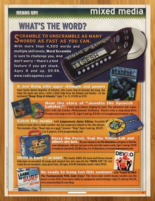 2006 Word Scramble/Kong King of Atlantis DVD/DEVO 2.0 CD Print Ad/Poster Toy Art
