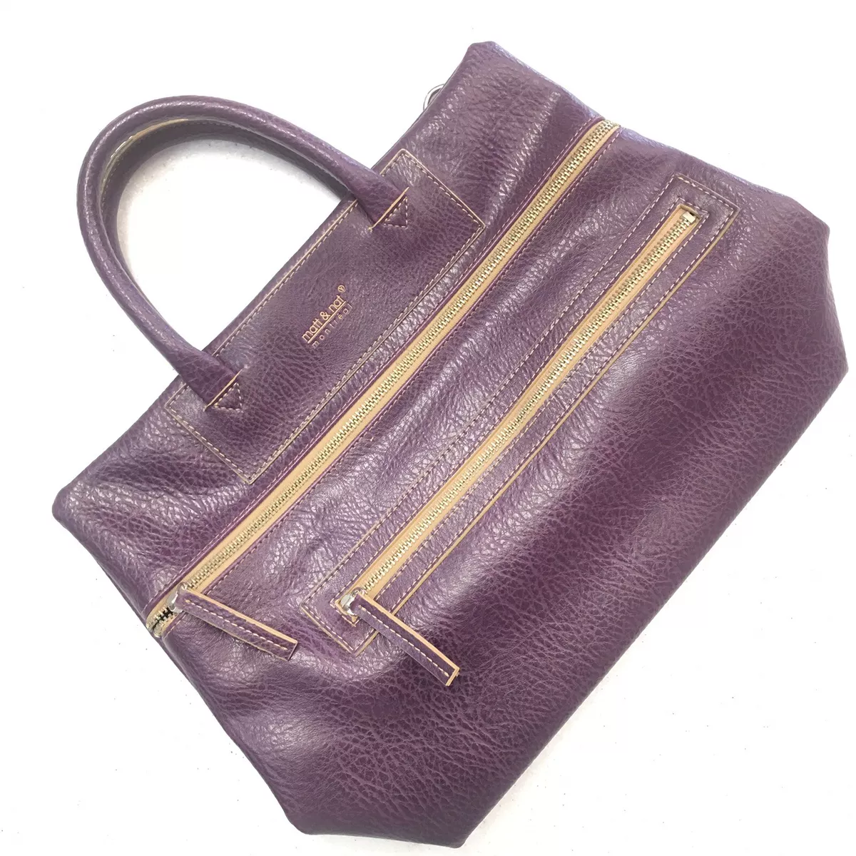 Vegan leather satchel bag top