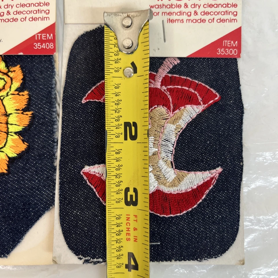 VTG Embroidered Iron-On Patches Lion & Apple on Denim NOS 3” x 4” Singer - Image 2 of 4