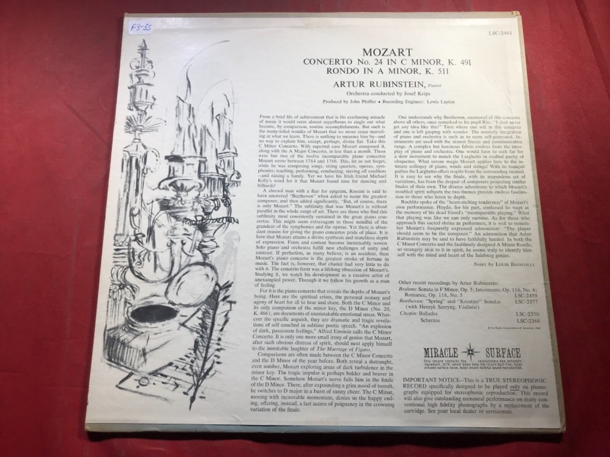F3-35 MOZART Concerto No.24  LSC 2461  RCA RED SEAL | eBay