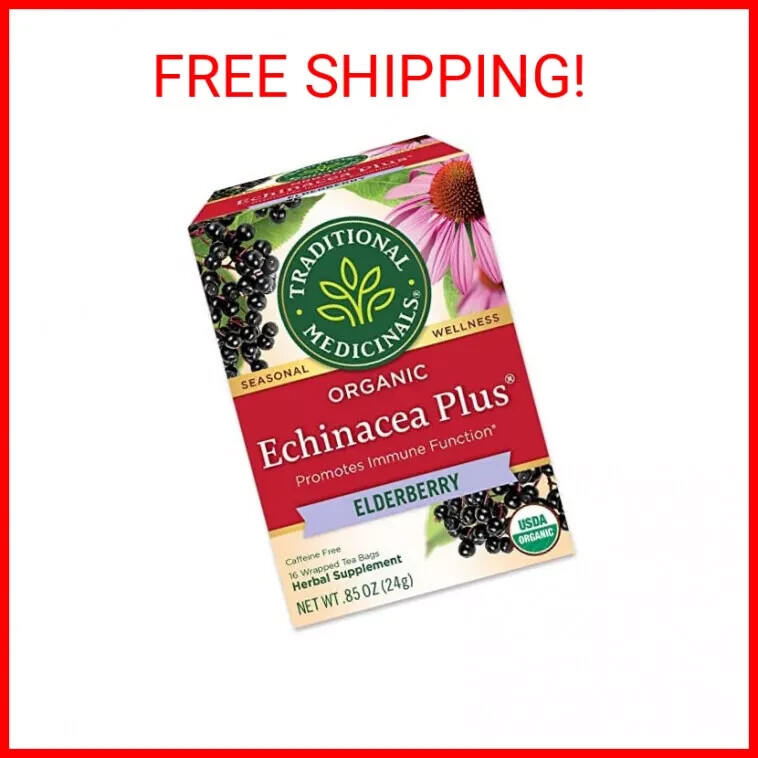 Traditional Medicinals Tea, Organic Echinacea Plus Elderberry, Boosts the Immune