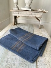 Dyed Blue Grain Sack Caramel Stripe Linen Fabric Rustic Grainsack Vintage hemp