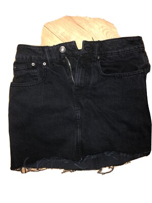 ZARA WOMEN'S LADIES BLACK SHORT DENIM MINI SKIRT SIZE