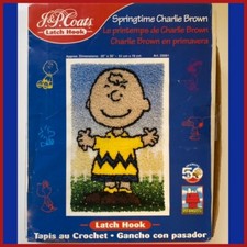 Vintage PEANUTS 50th CHARLIE BROWN Latch Hook RUG KIT JP Coats SPRINGTIME