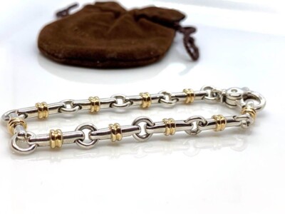 アクセサリー 1995 Tiffany & Co. combination bracelet Tiffany & Co. 18K & SS Two-Tone Atlas Bar Link 1995 Bracelet