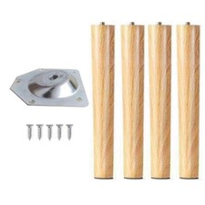 Image of 4Pcs 30-50cm Height Solid Wood Furniture Legs With Connector And Screw