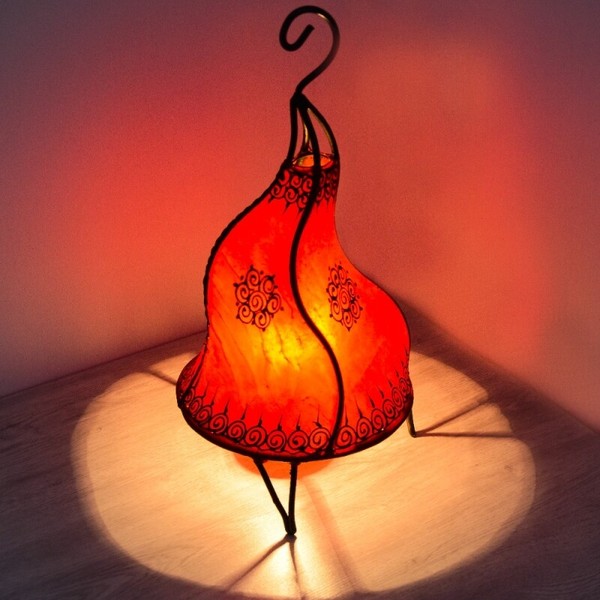 Orientalische Marokkanische Stehlampe Stehleuchte Hennalampe Leder Lampe Leuchte-image