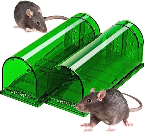 Mouse Traps Humane 2 Pack Trap Set Easy Catch Release Live Indoor/Outdoor  Rats