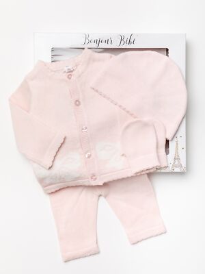 4PC Newborn Baby Girl Boys Layette Set Pants Mittens Hat Infant Outfits Clothes