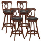 Set of 4 Bar Stools 30" Swivel Bar Height Chairs with Footrest for Kitchen Pub