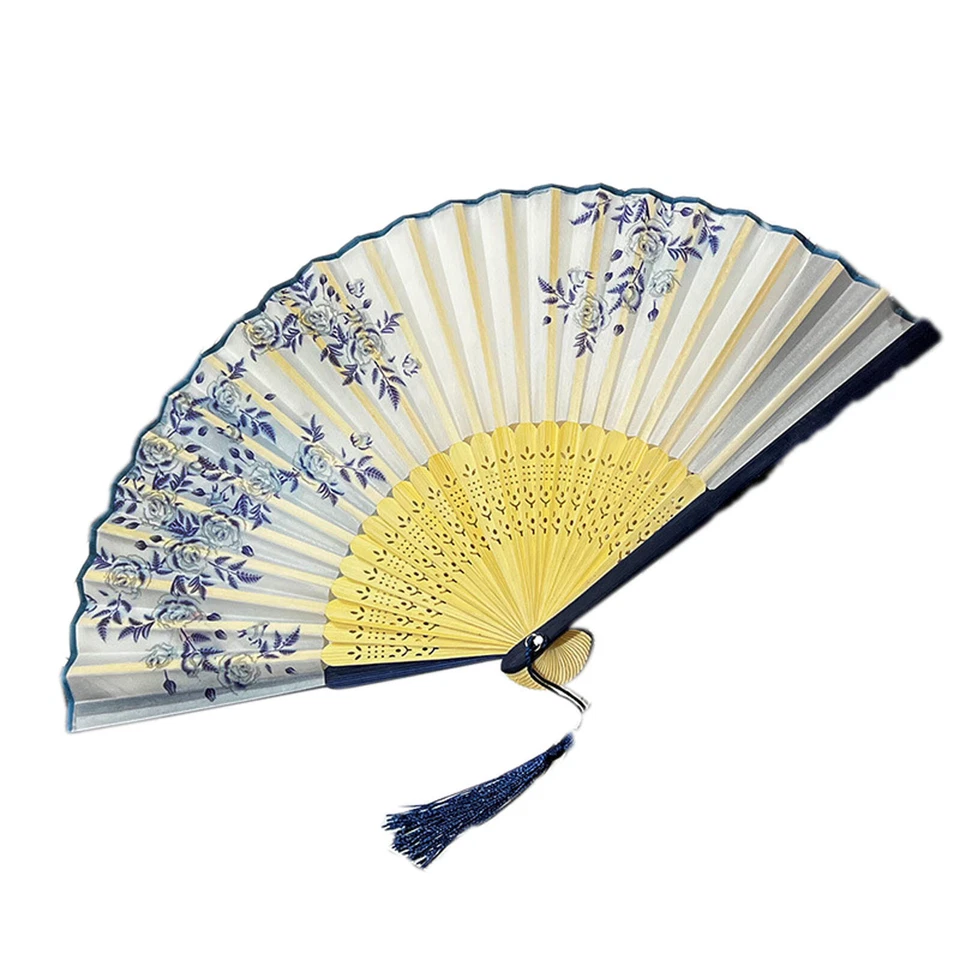 Ventilador de mano plegable tradicional chino hecho a mano portátil para fotografía de baile Foto 3 de 4