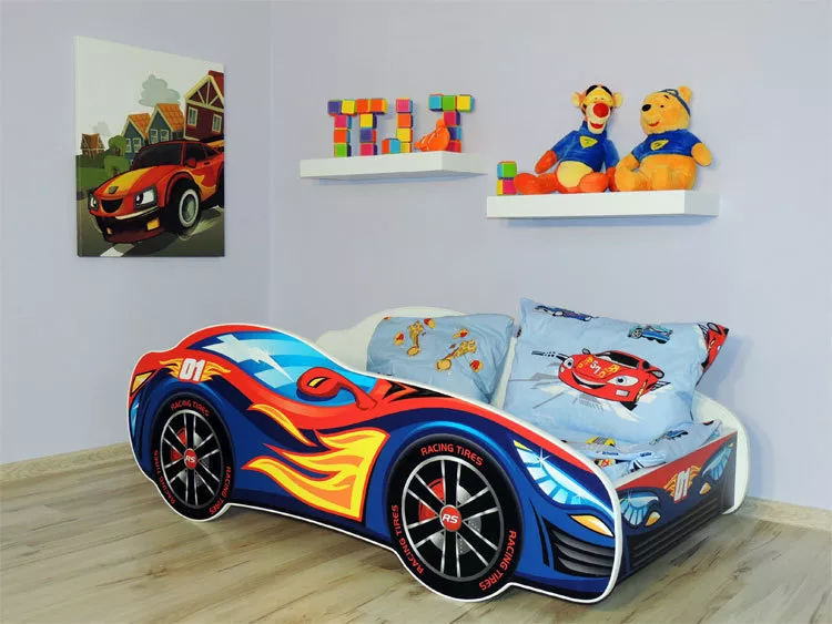 Racing Car Bed 6 colours, Childrens Bed with mattress (160x80cm) 4 Kids +  Pillow