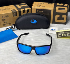 Costa Del Mar Black Fishing Sunglasses Blue Mirror Polarized 580P