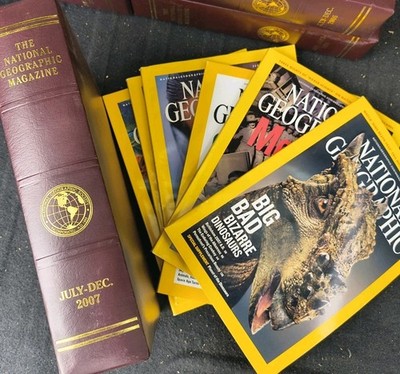 Lot 6 National Geographic Magazine Jul-Dec 2007 with Slip Cover Case Holder
