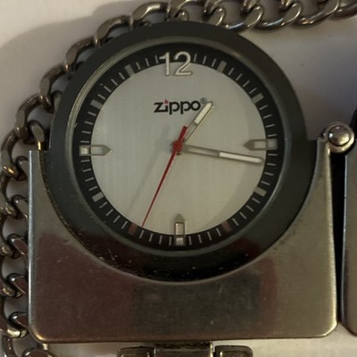 Zippo Full Hunter Silver Stainless Steel Pocket Watch Chain Quartz