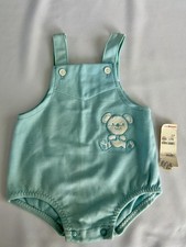 NWT Vintage Carters Baby Boys 12 months Blue Romper Jumpsuit Overalls 1980's