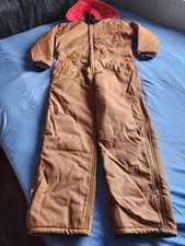 WearGuard MEN'S RED QUILTED LINED DUCK CANVAS WORKWEAR HOODED COVERALLS BROWN...