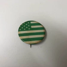 Vintage GREEN PARTY / Green American Flag Political Button Pinback