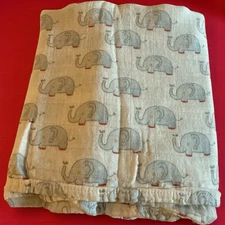 White Bamboo Baby Blanket Lovey Receiving Gray Elephants Red Feet -