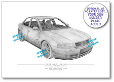 Audi S4 B5 hand-drawn A5 personalised print