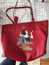 Disney X Coach red leather tote Snow White An...