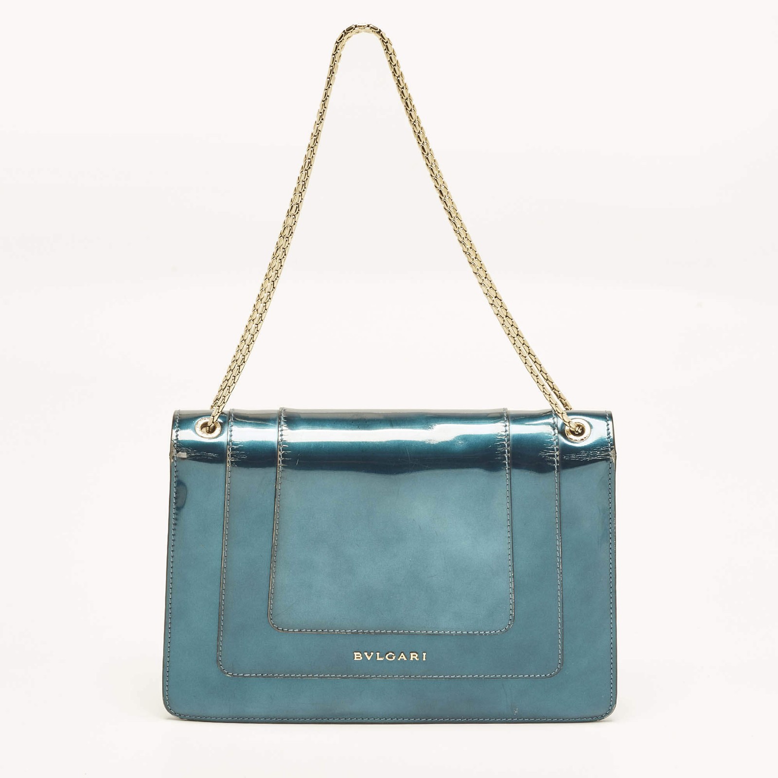 Bvlgari Serpenti Forever Flap Medium Green Patent Leather Shoulder Bag image 4