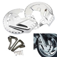 Front Ring Fire Brake Disc Rotor Covers W Led Light Bar For Honda Gl1800 01-14