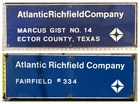 Vintage Porcelain Oil Field Signs (2) - Atlantic Richfield Co Marcus, Fairfield