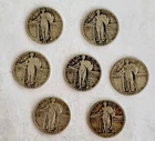 C112. LOT OF 7 Standing Liberty Silver Quarter Dollar 25c P D S Liberty Head