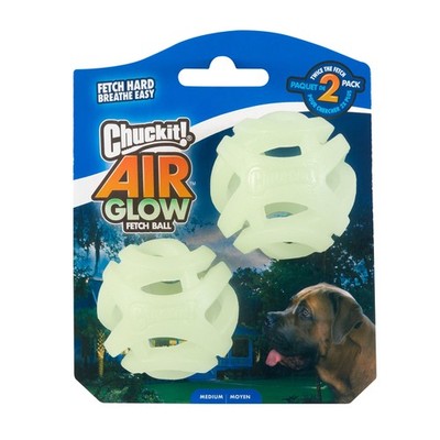 Air Glow Fetch Ball Dog Toy, Medium (2.5 Inch) Pack of 2, for Breeds 20-60 lbs