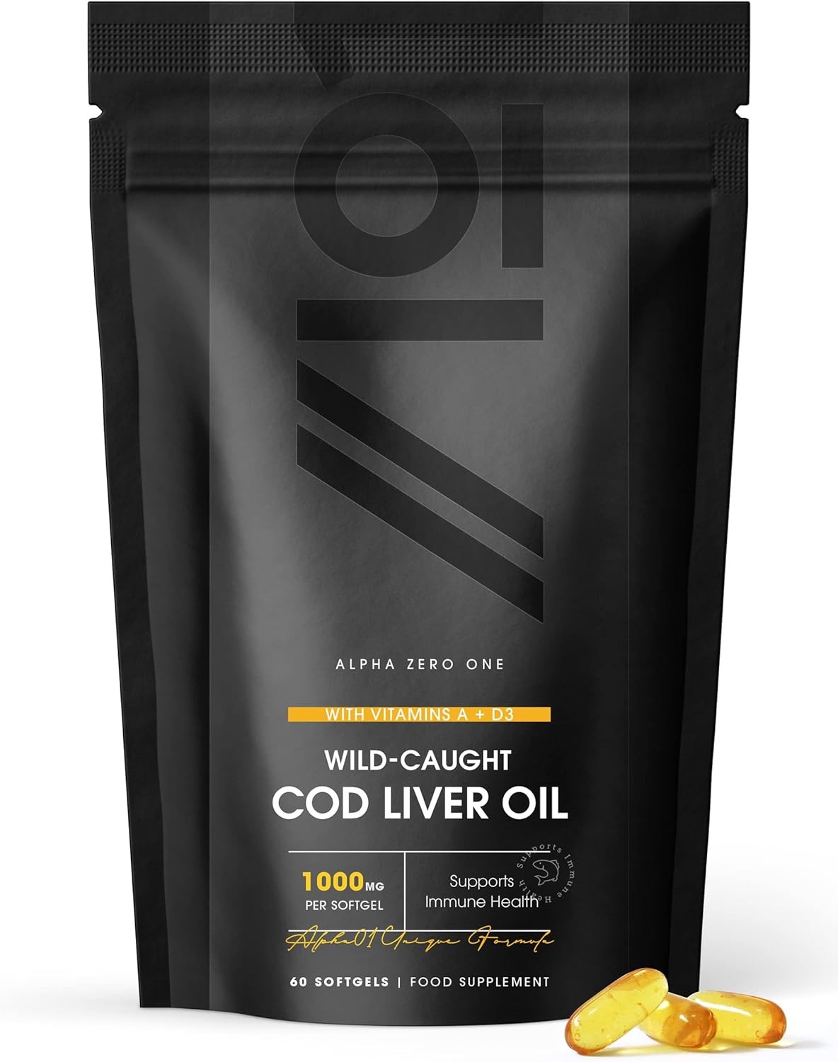 Cod Liver Oil 1000mg – Wild-Caught - Source of Omega-3 Fatty Acids – Rich i
