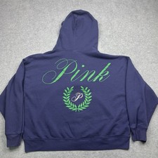 Victoria s Secret PINK Zip Up Hoodie Women s Size XL Blue 3/4 Sleeve