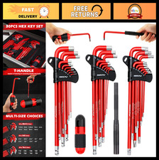 30-piece Long Arm Hex Torx Key Set With Grip Handle T-handle Extension Bars