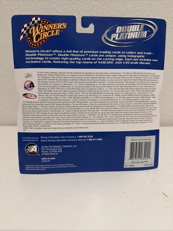 Capucha Michael Waltrip #15 2003 1:43 Napa DEI Winner's Circle Race Foto 2 de 2