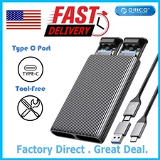ORICO Dual Bay M.2 NVMe with SATA SSD Enclosure, Type C Docking Station Aluminum